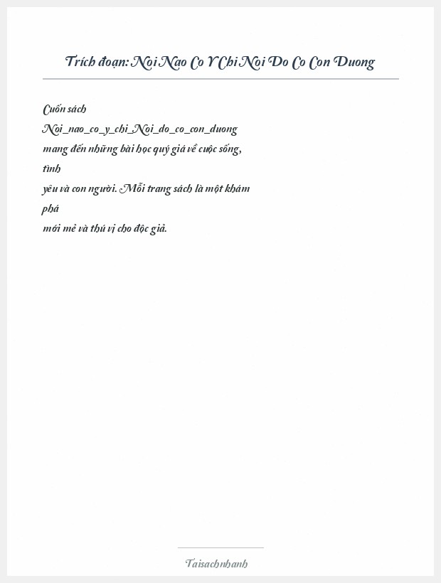 Trích đoạn Noi Nao Co Y Chi Noi Do Co Con Duong