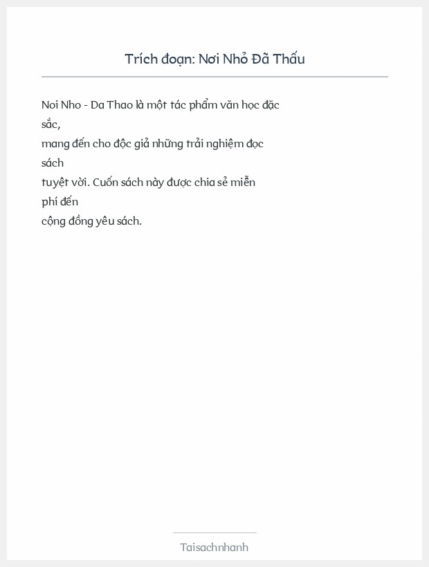 Trích đoạn Nơi Nhỏ Đã Thấu