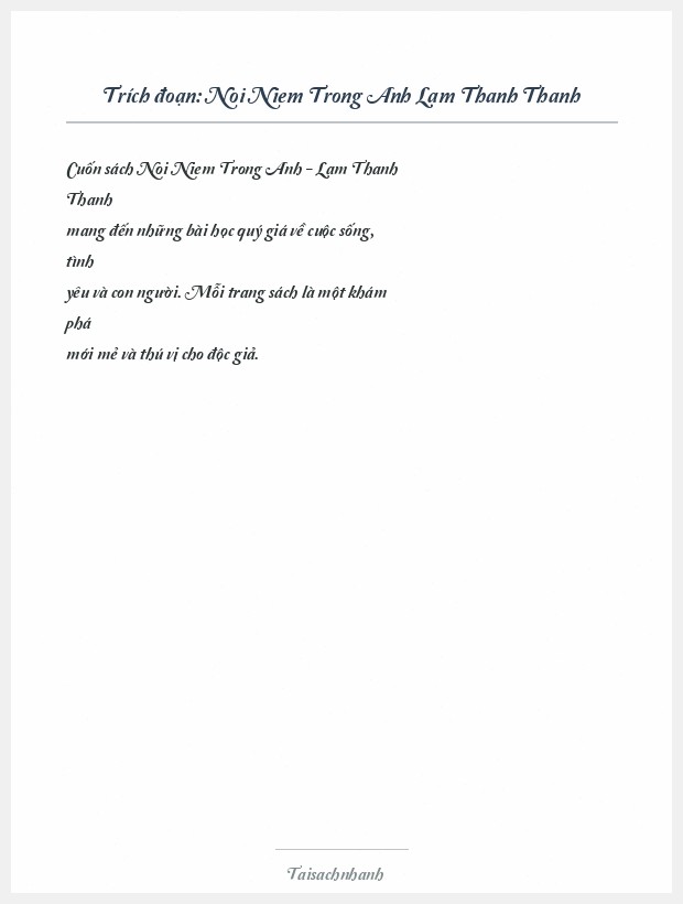 Trích đoạn Noi Niem Trong Anh Lam Thanh Thanh