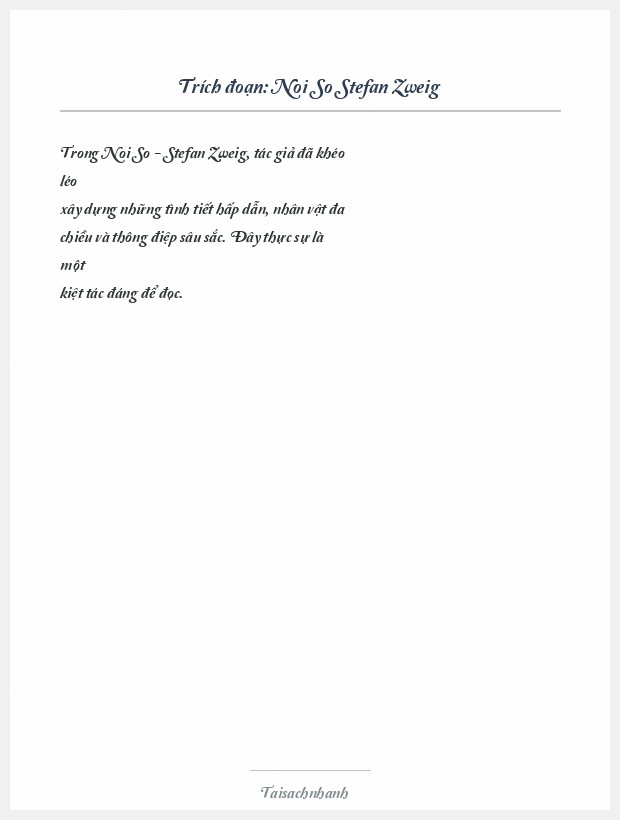 Trích đoạn Noi So Stefan Zweig