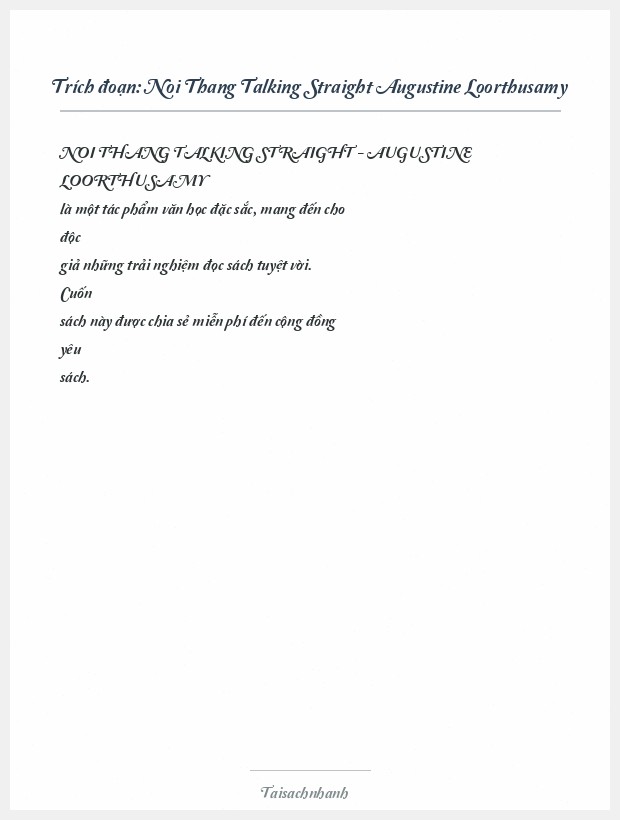 Trích đoạn Noi Thang Talking Straight Augustine Loorthusamy