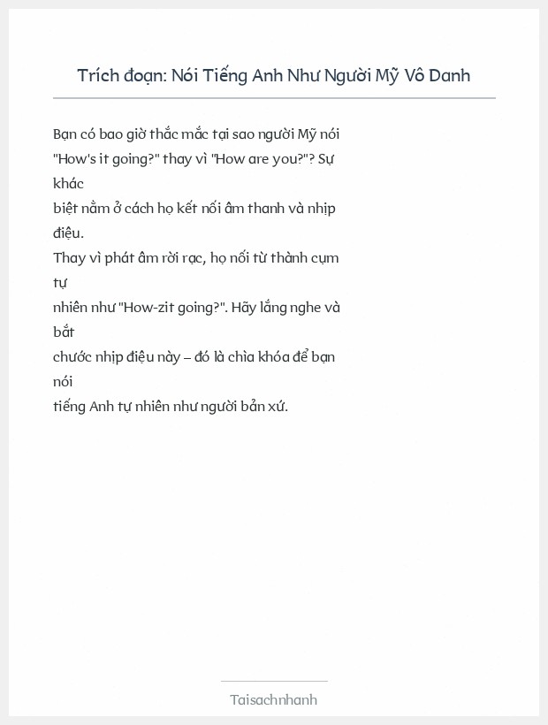 Trích đoạn Nói Tiếng Anh Như Người Mỹ Vô Danh