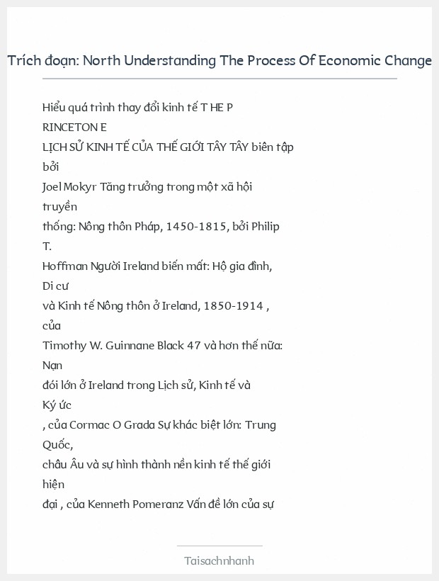 Trích đoạn North Understanding The Process Of Economic Change