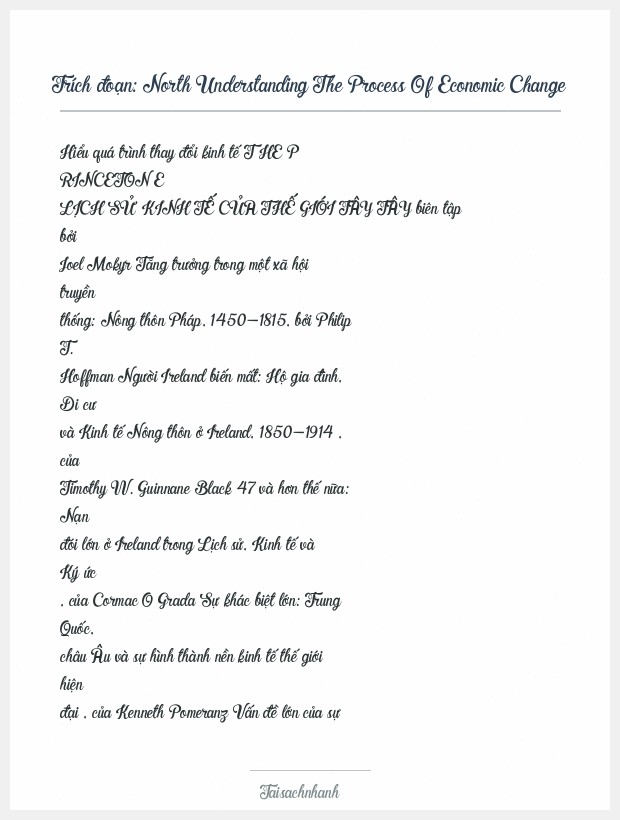 Trích đoạn North Understanding The Process Of Economic Change