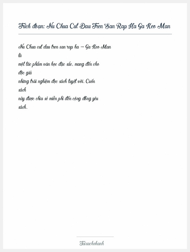 Trích đoạn Nu Chua Cut Dau Tren San Rap Ha Ga Keo Man