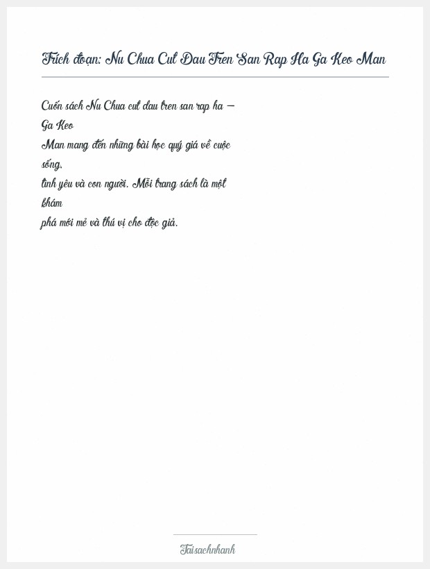 Trích đoạn Nu Chua Cut Dau Tren San Rap Ha Ga Keo Man