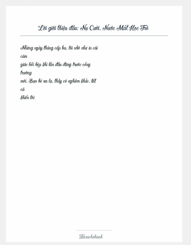 Trích đoạn Nụ Cười, Nước Mắt Học Trò