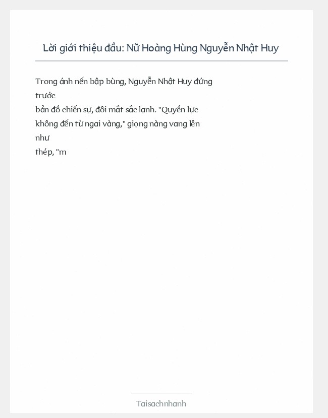 Trích đoạn Nữ Hoàng Hùng Nguyễn Nhật Huy