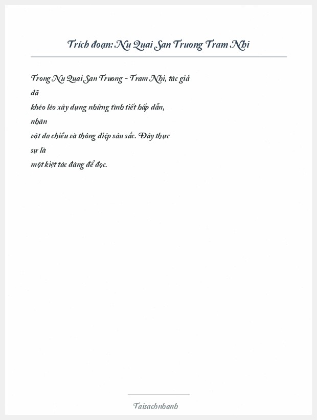 Trích đoạn Nu Quai San Truong Tram Nhi