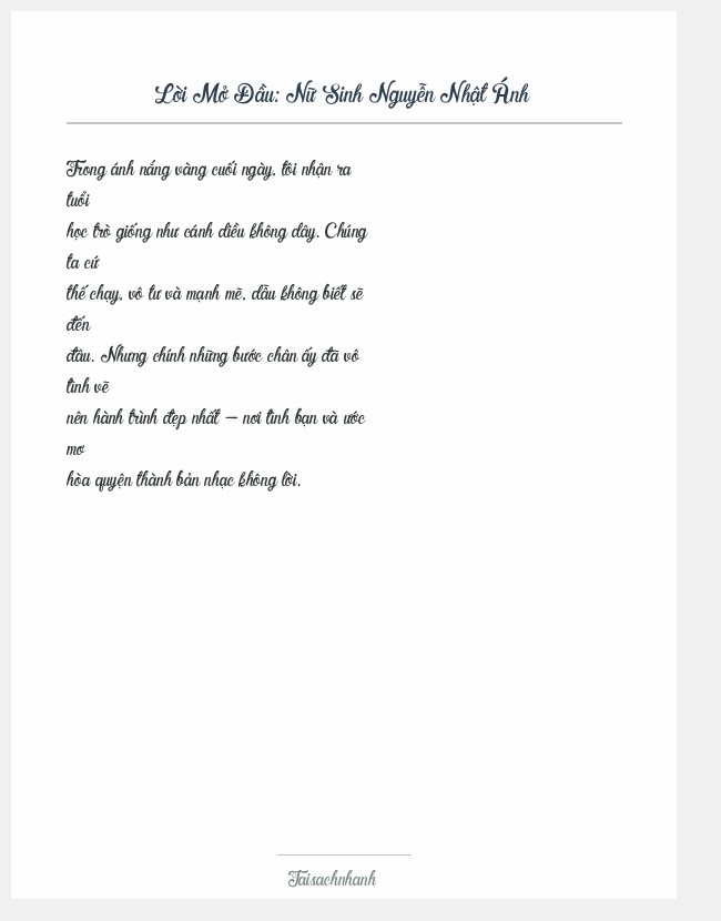 Trích đoạn Nữ Sinh Nguyễn Nhật Ánh