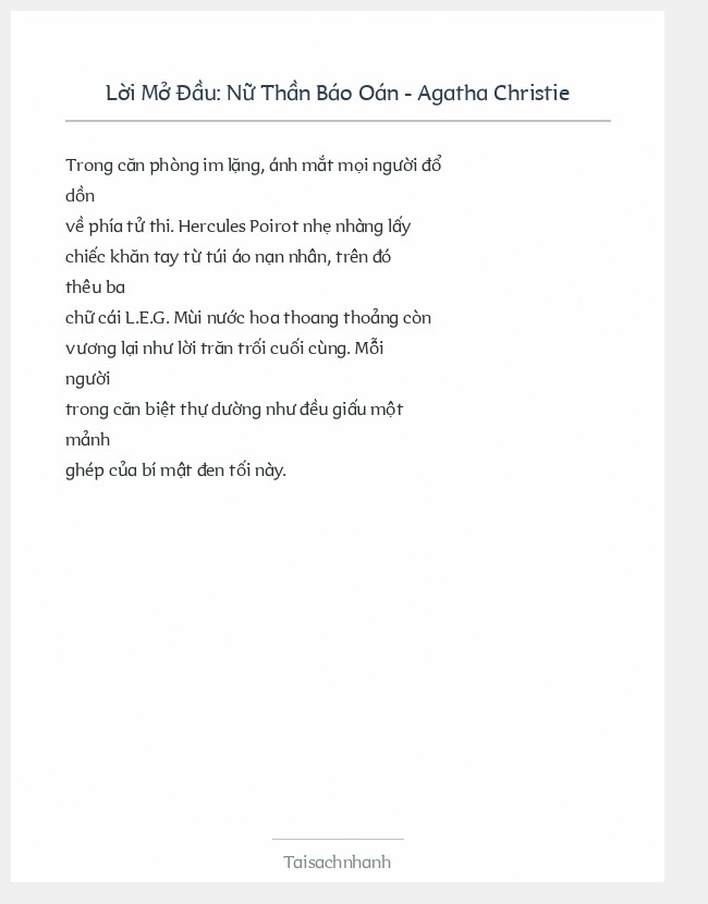 Trích đoạn Nữ Thần Báo Oán - Agatha Christie