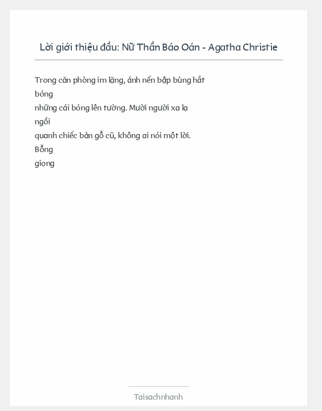 Trích đoạn Nữ Thần Báo Oán - Agatha Christie
