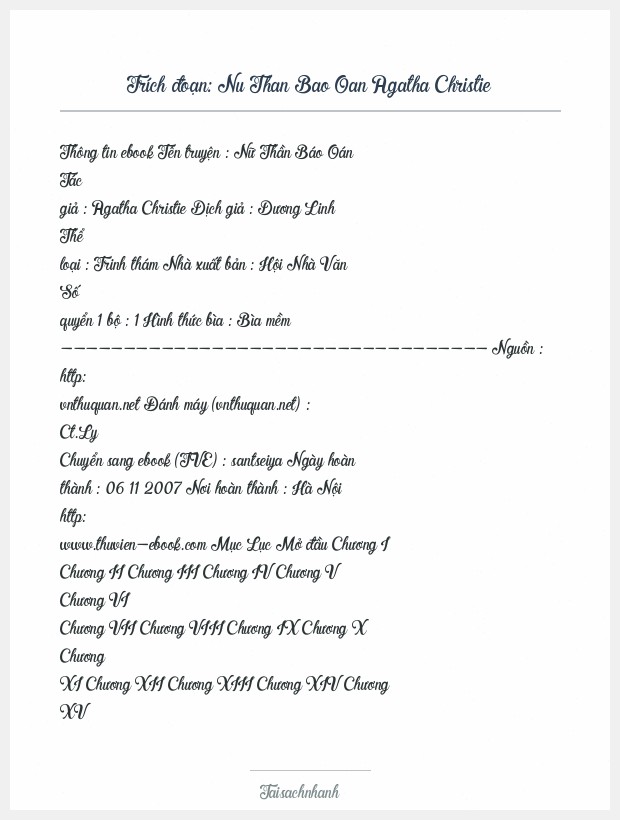 Trích đoạn Nu Than Bao Oan Agatha Christie