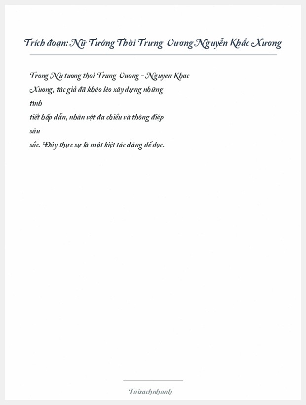 Trích đoạn Nữ Tướng Thời Trưng Vương Nguyễn Khắc Xương