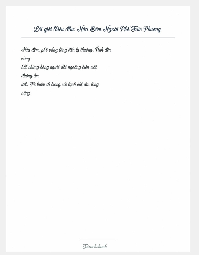 Trích đoạn Nửa Đêm Ngoài Phố Trúc Phương