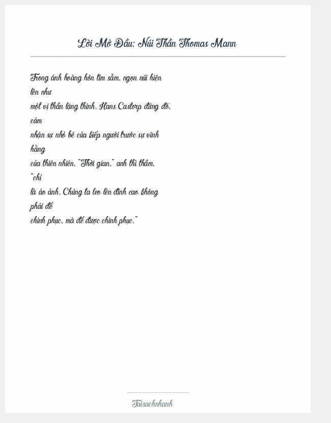 Trích đoạn Núi Thần Thomas Mann