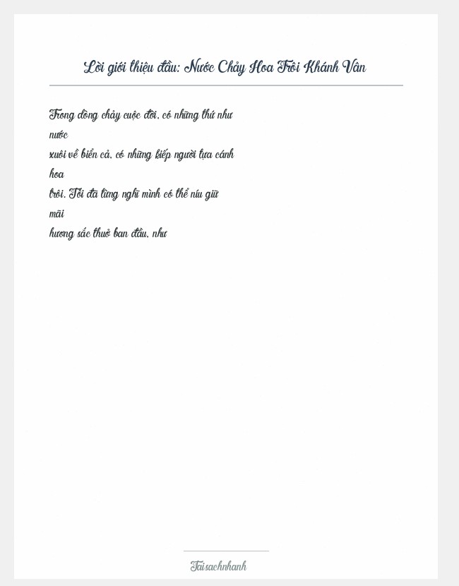 Trích đoạn Nước Chảy Hoa Trôi Khánh Vân