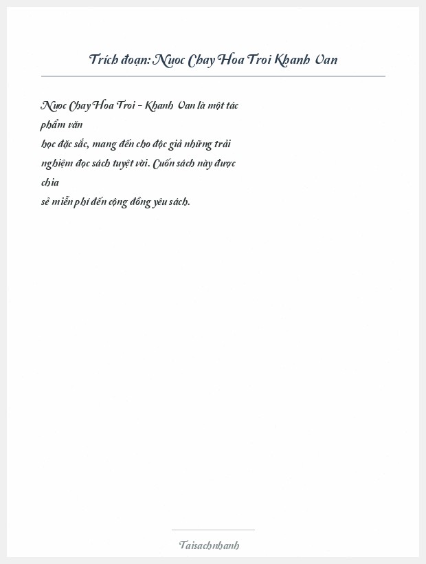Trích đoạn Nuoc Chay Hoa Troi Khanh Van