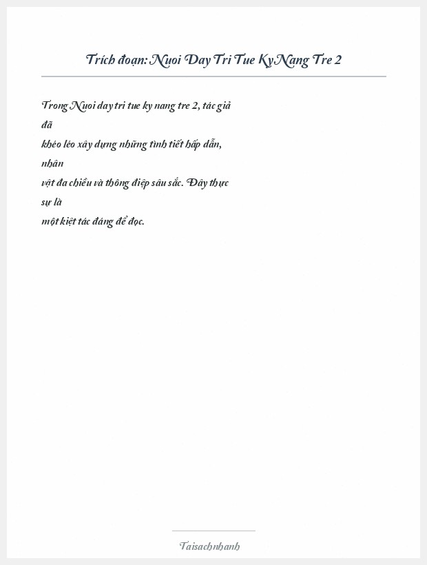 Trích đoạn Nuoi Day Tri Tue Ky Nang Tre 2
