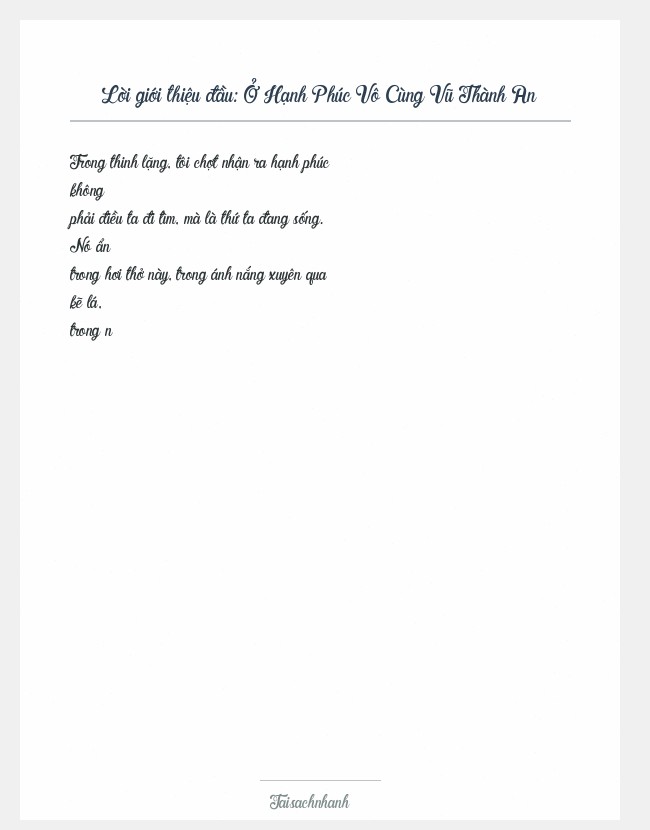 Trích đoạn Ở Hạnh Phúc Vô Cùng Vũ Thành An
