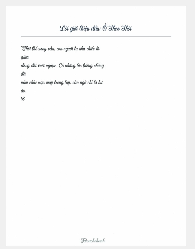 Trích đoạn Ở Theo Thời