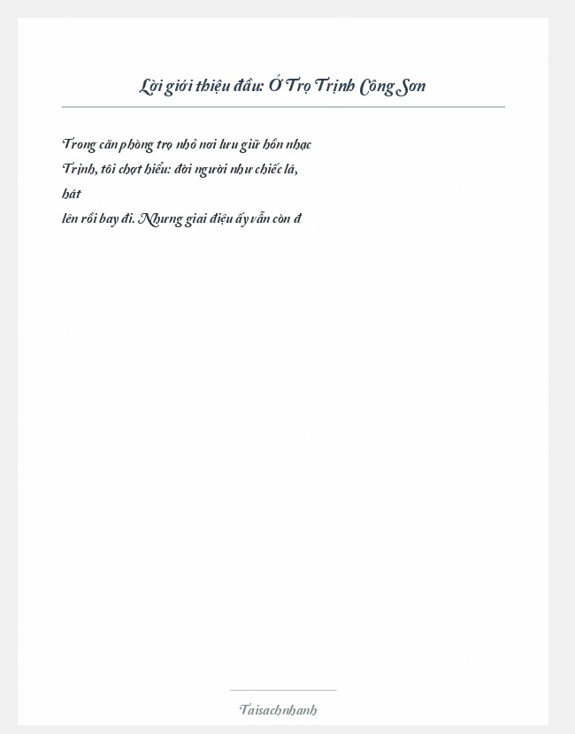 Trích đoạn Ở Trọ Trịnh Công Sơn