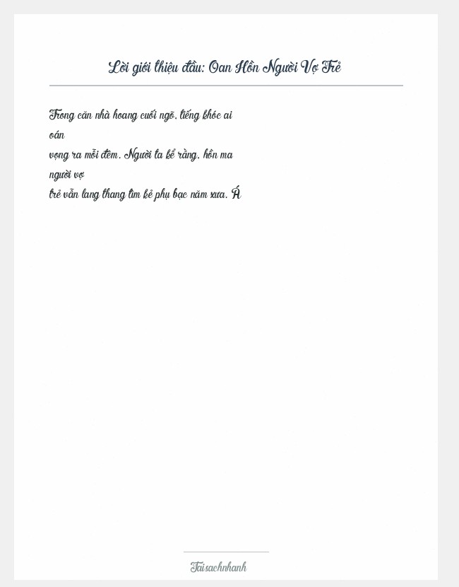 Trích đoạn Oan Hồn Người Vợ Trẻ