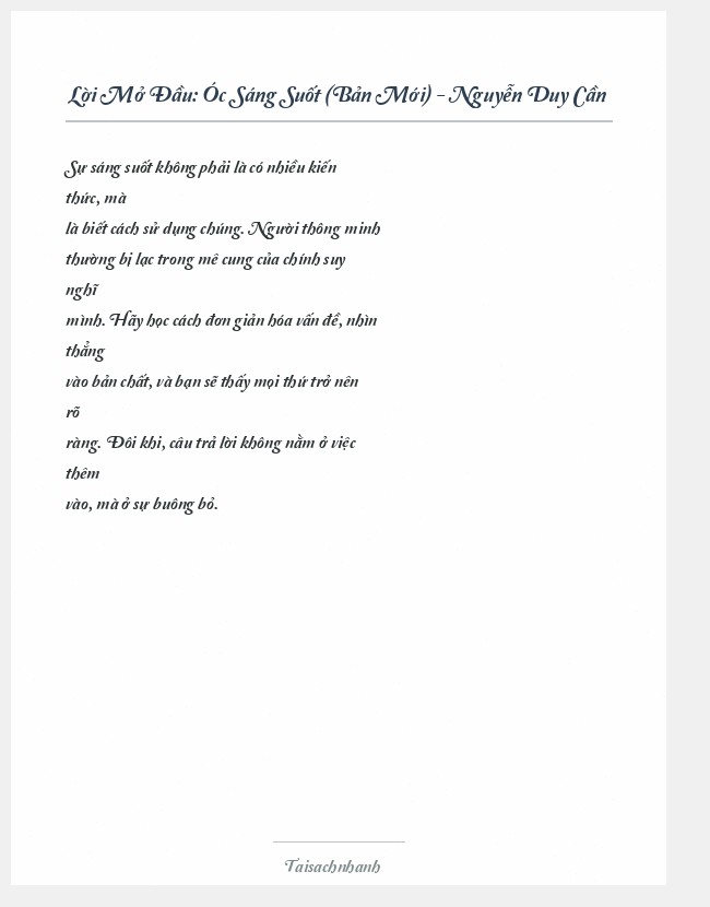 Trích đoạn Óc Sáng Suốt (Bản Mới) - Nguyễn Duy Cần