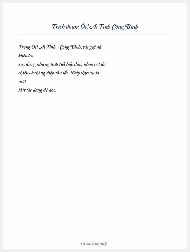 Trích đoạn Ôi! Ai Tình Công Bình