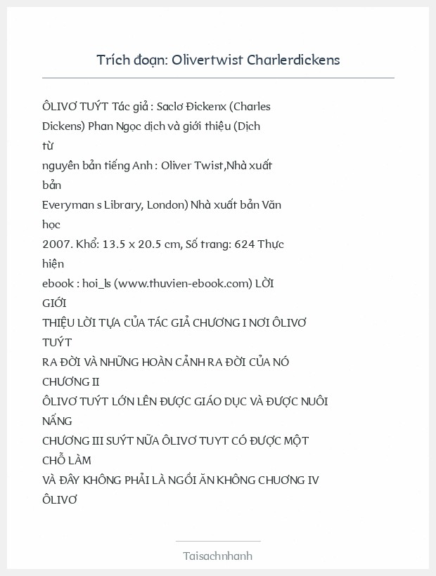Trích đoạn Olivertwist Charlerdickens