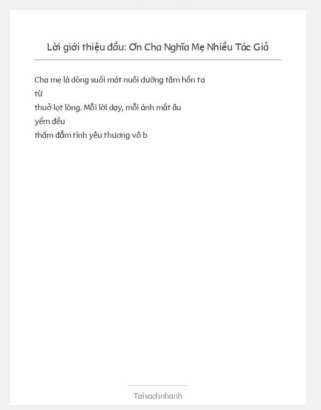 Trích đoạn Ơn Cha Nghĩa Mẹ Nhiều Tác Giả