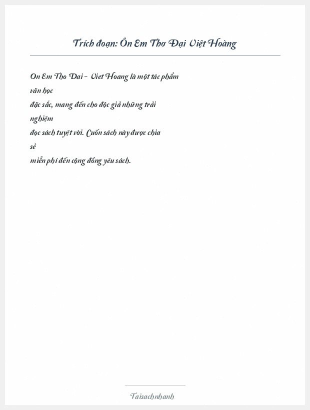 Trích đoạn Ôn Em Thơ Đại Việt Hoàng