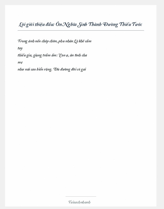 Trích đoạn Ôn Nghĩa Sinh Thành Đường Thiếu Tước