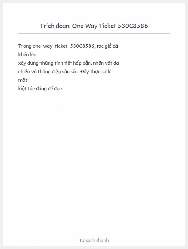 Trích đoạn One Way Ticket 530C8586