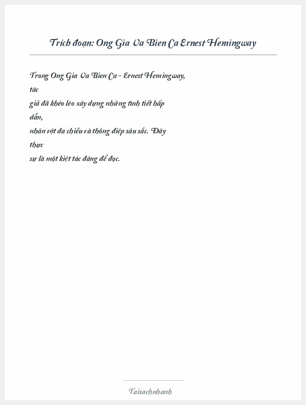 Trích đoạn Ong Gia Va Bien Ca Ernest Hemingway