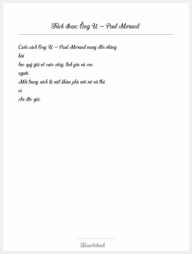 Trích đoạn Ông U - Paul Morand