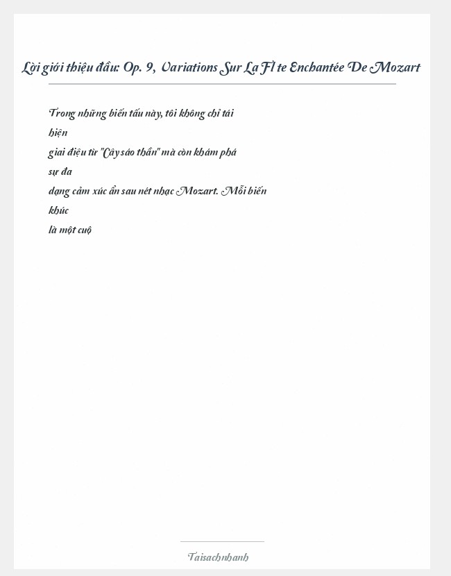 Trích đoạn Op. 9, Variations Sur La Flûte Enchantée De Mozart