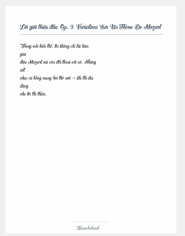 Trích đoạn Op. 9, Variations Sur Un Thème De Mozart