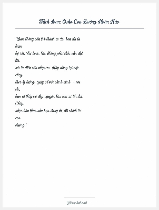 Trích đoạn Osho Con Đường Hoàn Hảo