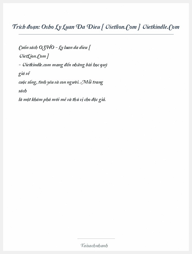 Trích đoạn Osho Ly Luan Da Dieu [ Vietlion.Com ] Vietkindle.Com