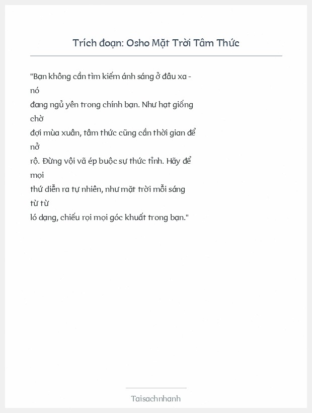 Trích đoạn Osho Mặt Trời Tâm Thức