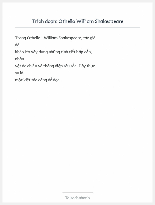Trích đoạn Othello William Shakespeare