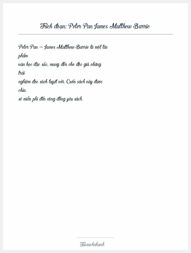 Trích đoạn Peter Pan James Matthew Barrie