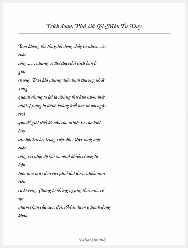 Trích đoạn Phá Vỡ Lối Mòn Tư Duy