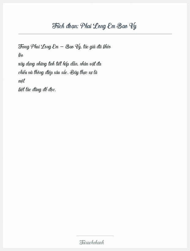 Trích đoạn Phai Long Em Bao Vy