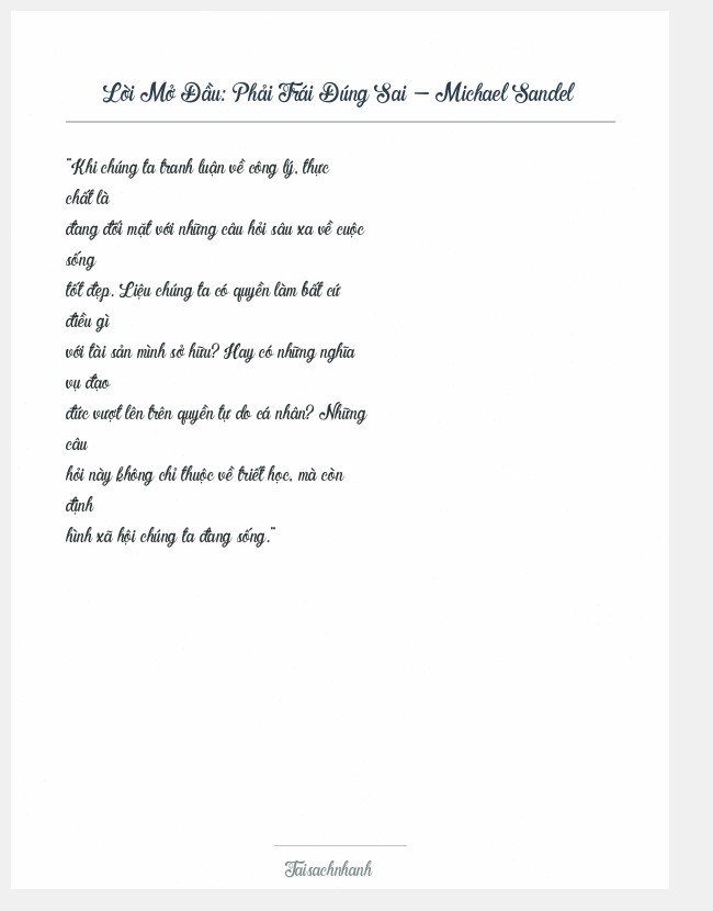Trích đoạn Phải Trái Đúng Sai - Michael Sandel