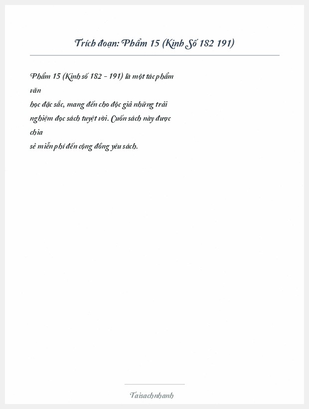 Trích đoạn Phẩm 15 (Kinh Số 182 191)