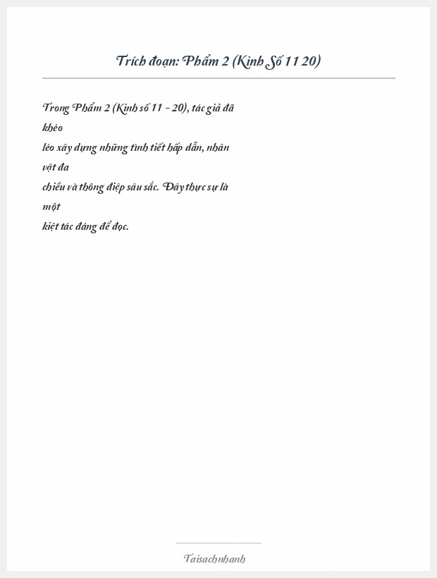 Trích đoạn Phẩm 2 (Kinh Số 11 20)