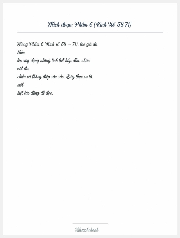 Trích đoạn Phẩm 6 (Kinh Số 58 71)