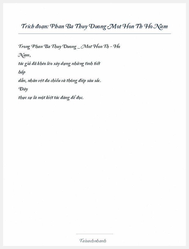 Trích đoạn Phan Ba Thuy Duong Mot Hon Th Ho Nam